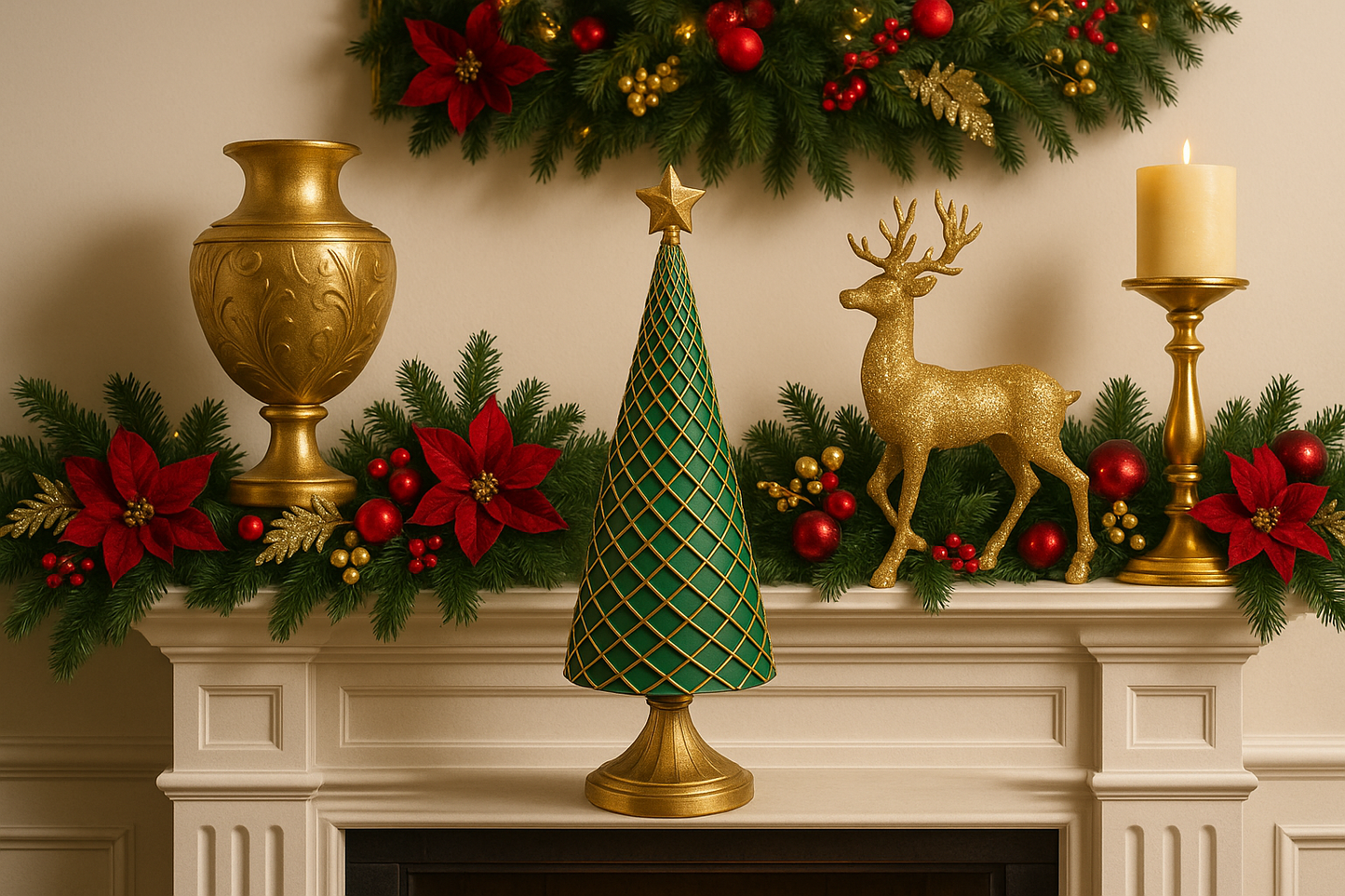 Elegante Weihnachtsdeko – Tannenbaum in Gold-Grün