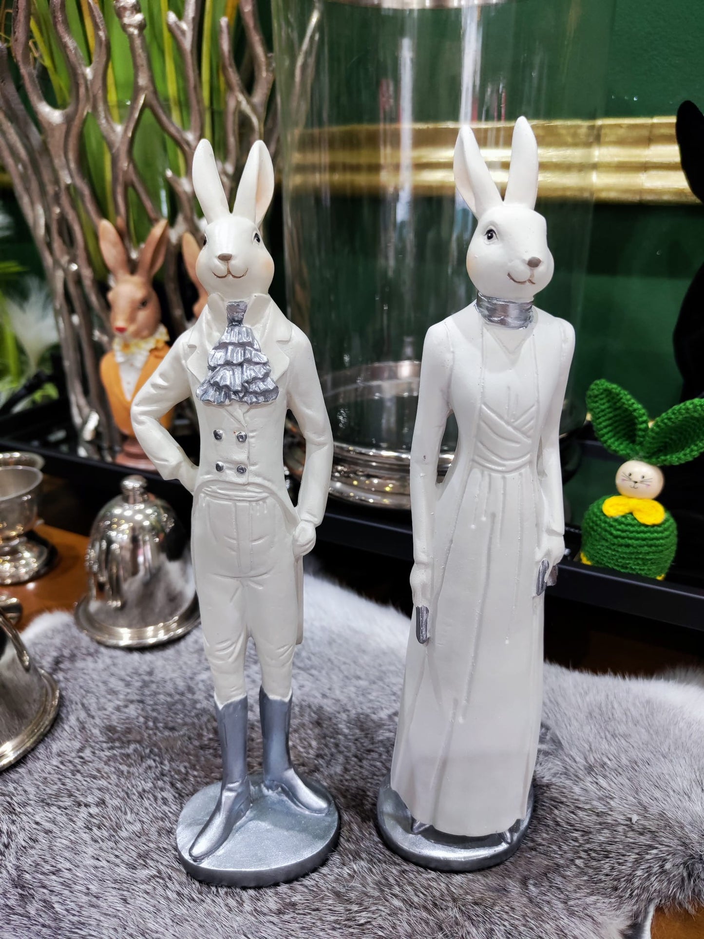 Elegantes Hasenpaar – Osterdekoration (Set)