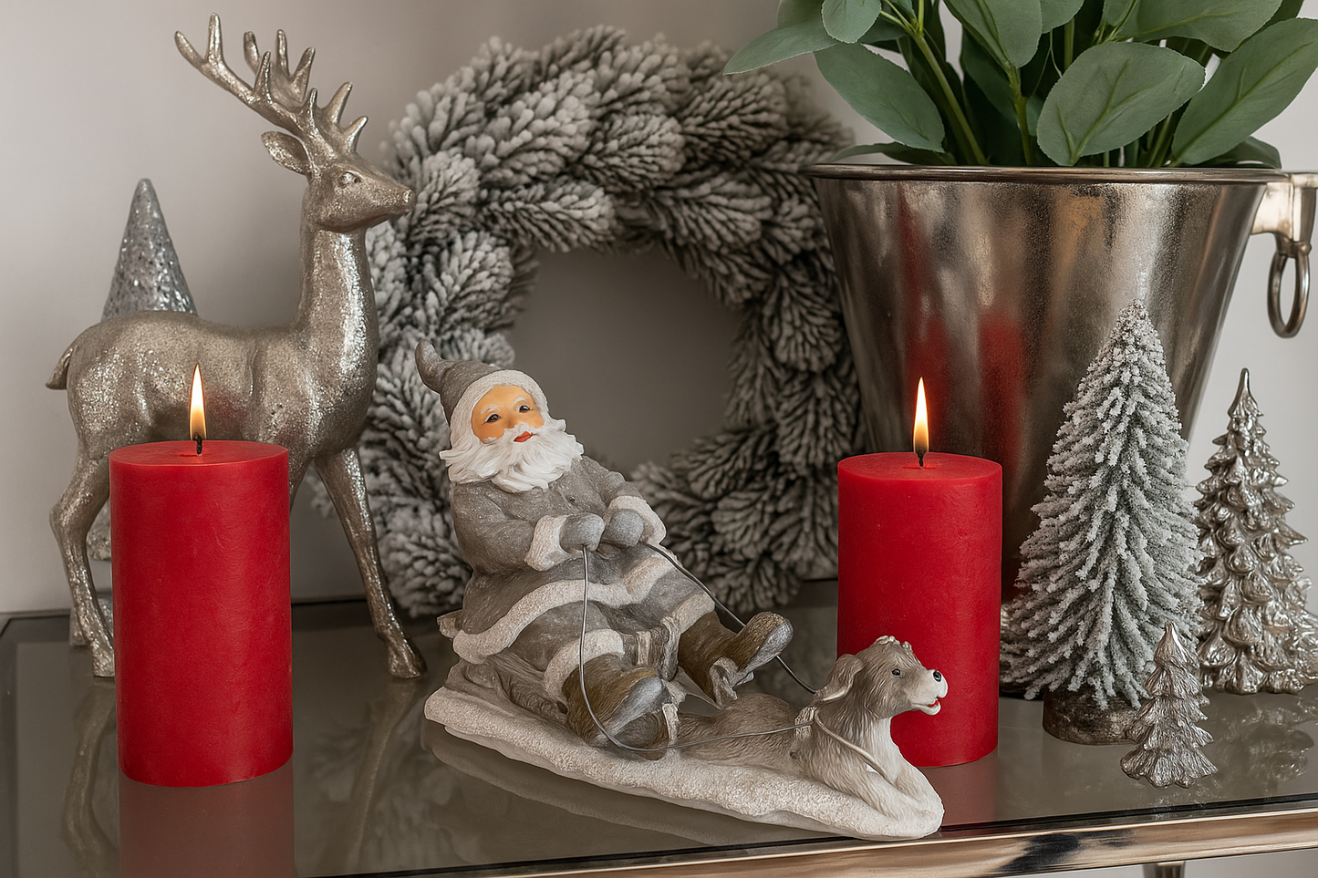 Dekorative Weihnachtsfigur – Nikolaus auf Schlitten ✨
