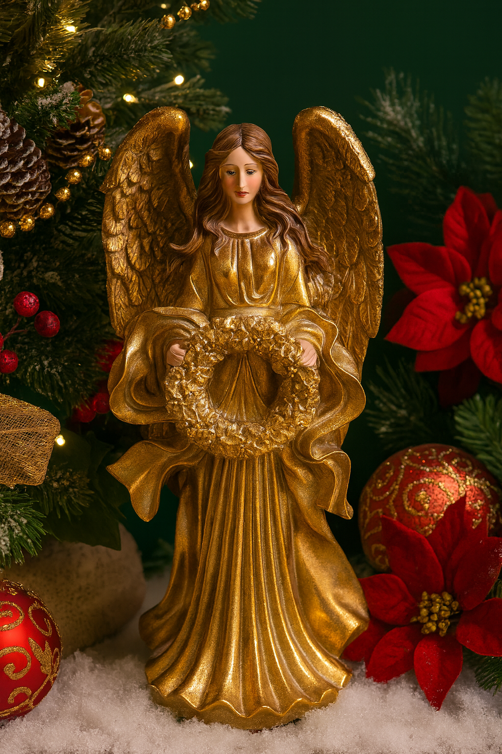 Eleganter Engel in Gold mit Kranz – Weihnachtsdeko ✨✨