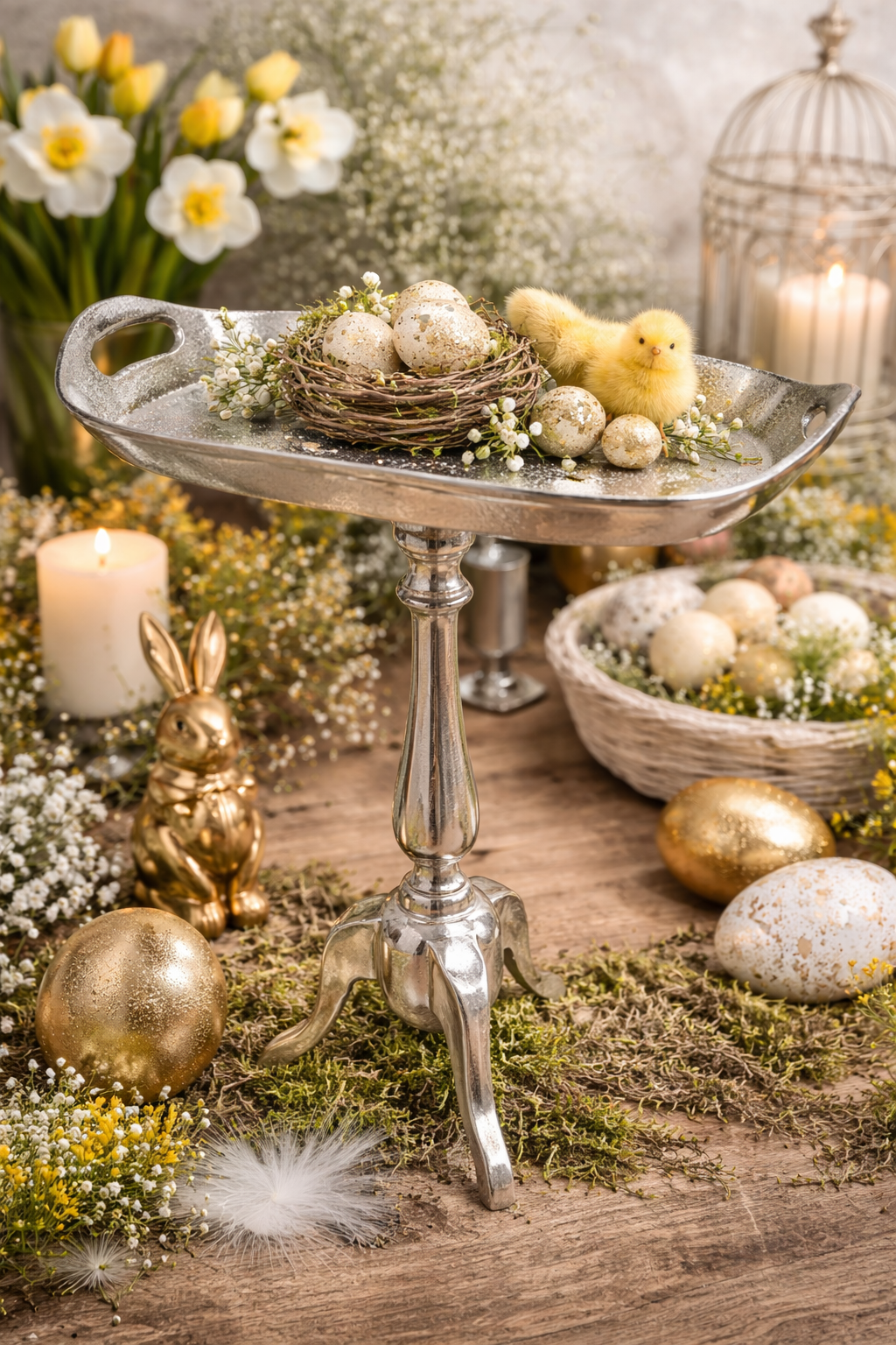 Eleganter Metall-Tablettständer / Beistelltisch