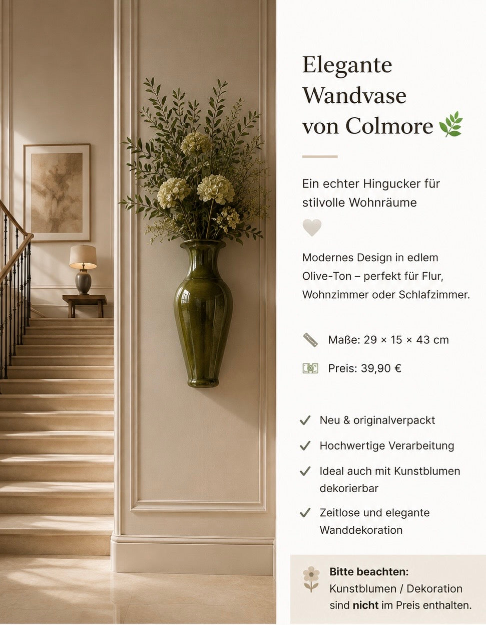 Elegante Wandvase von Colmore 🌿