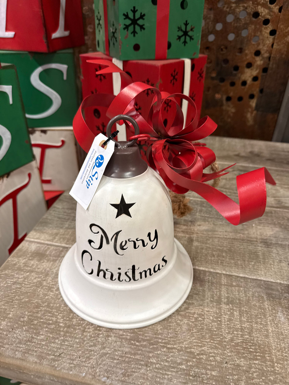 Große Weihnachtsglocke aus Metall – „Merry Christmas“