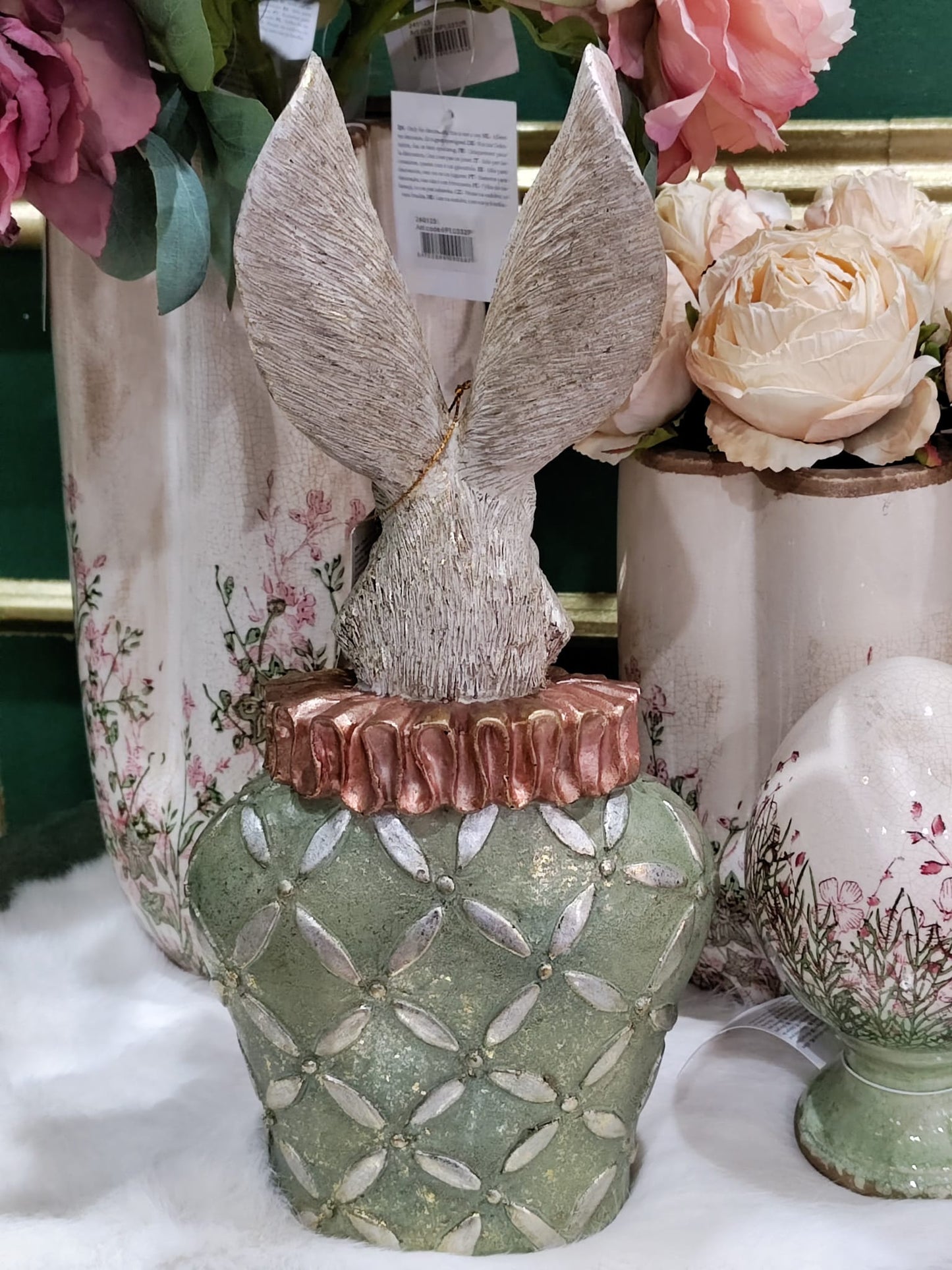 Eleganter Osterhase aus Polyresin – Exklusive Vintage-Osterdekoration 40 cm