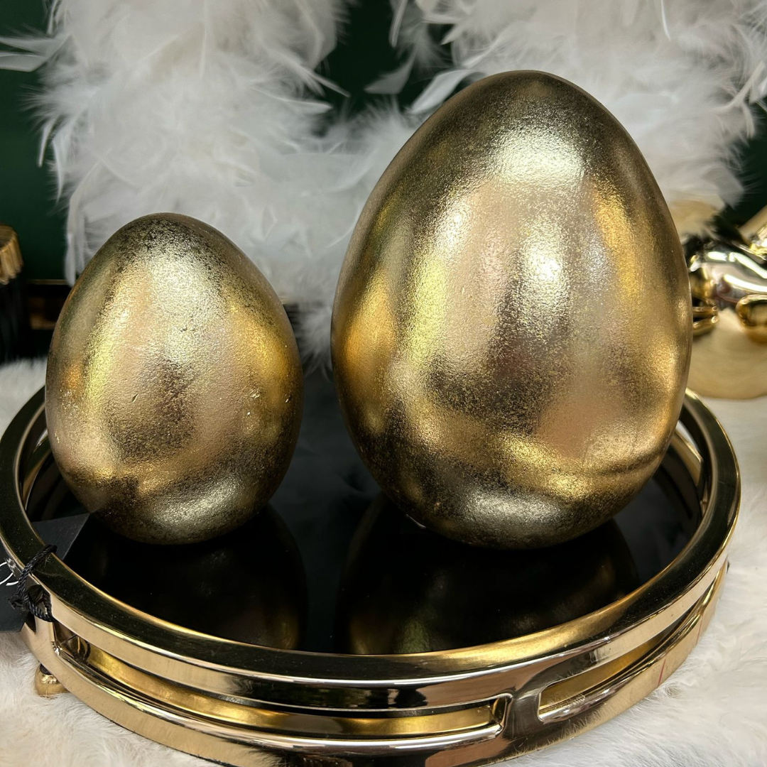 Dekoratives Metall-Ei in Gold – Deko Atelier Essen