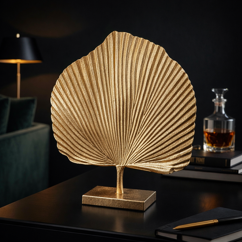 Eleganter Metall-Deko-Blattaufsteller in Gold
