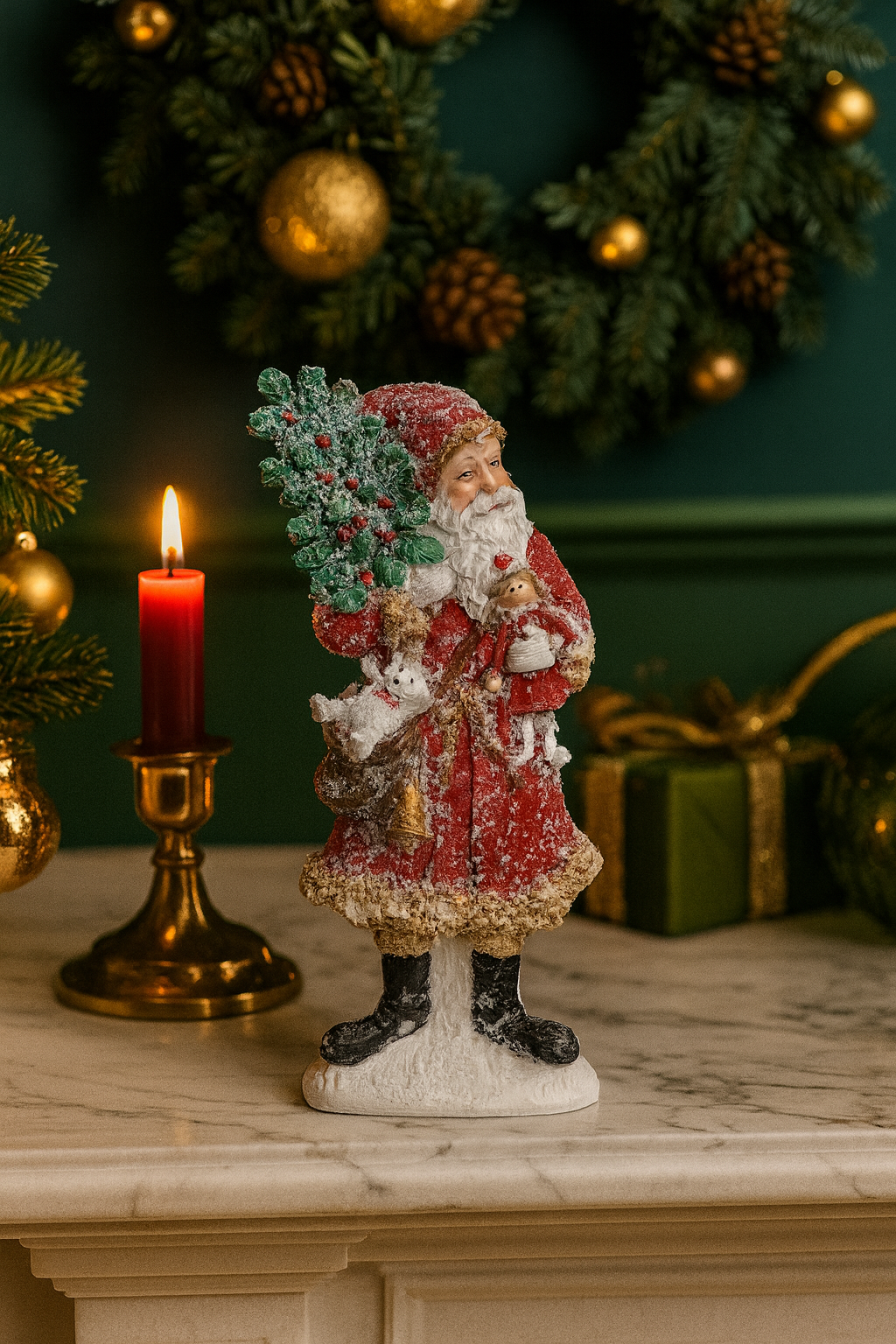 Weihnachtsmann mit Tannenbaum,