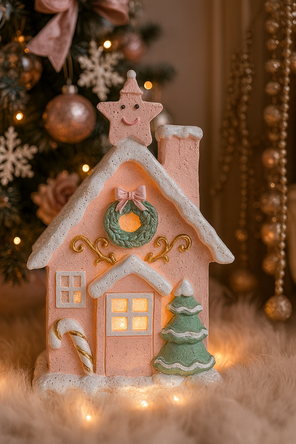 LED-Haus aus Polyresin