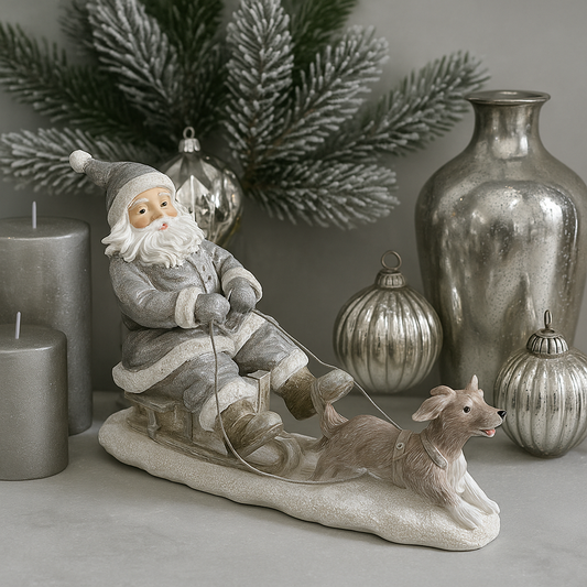 Dekorative Weihnachtsfigur – Nikolaus auf Schlitten ✨