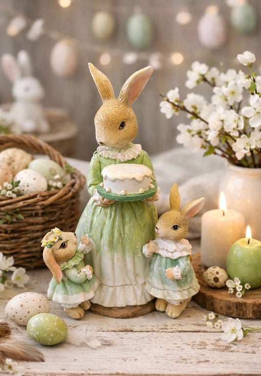 Osterfigur „Hasenfamilie“ – liebevolle Frühlingsdeko