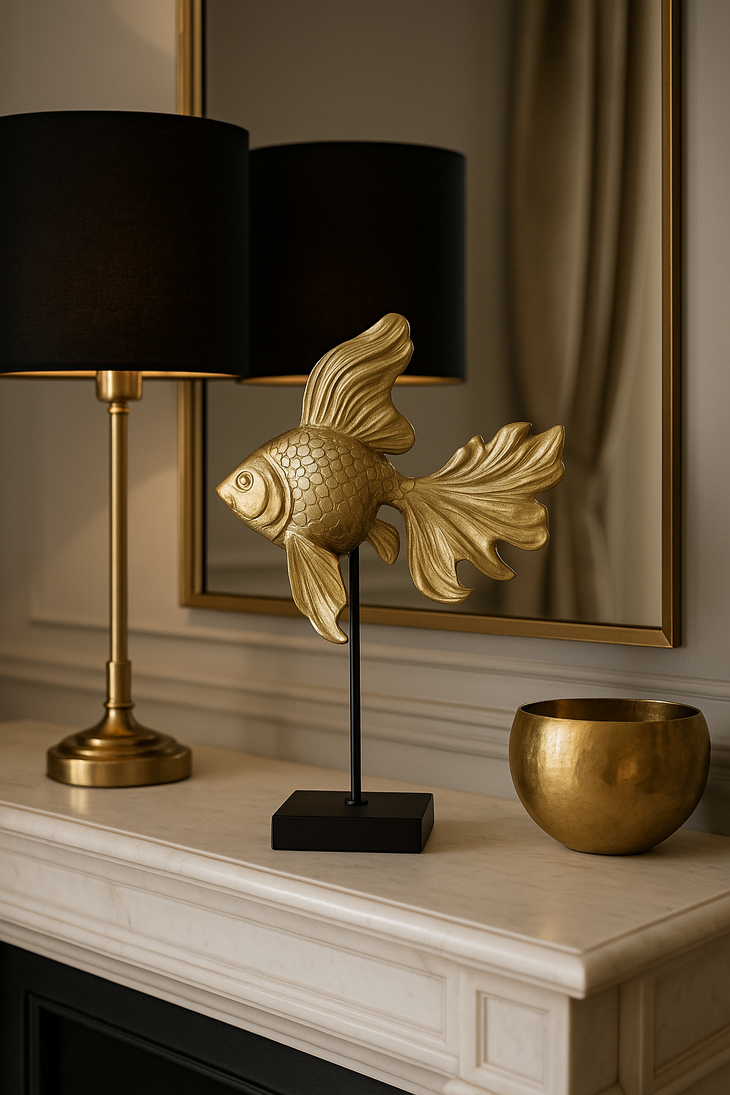 Dekorative Goldfisch-Figur aus Polyresin