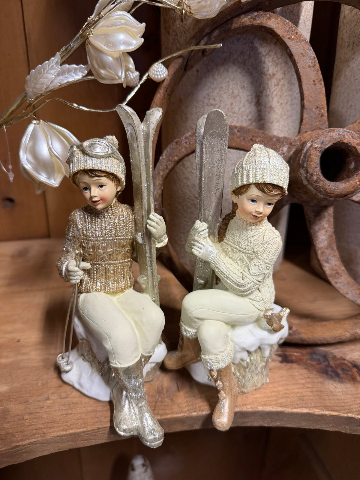 Wunderschönes 2er-Set Winterfiguren auf Ski – Clayre & Eef ❄️⛷️✨