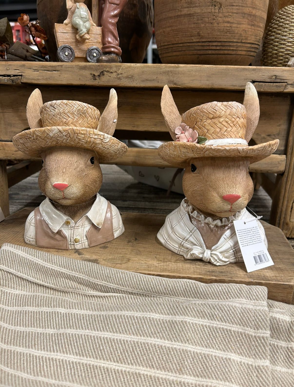 Easter Vibes – Hasenbüsten mit Hut (Paar / Set)