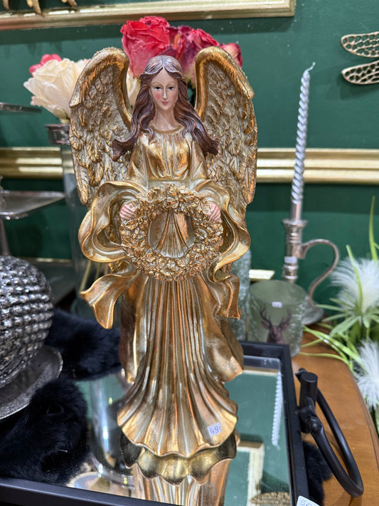Eleganter Engel in Gold mit Kranz – Weihnachtsdeko ✨✨