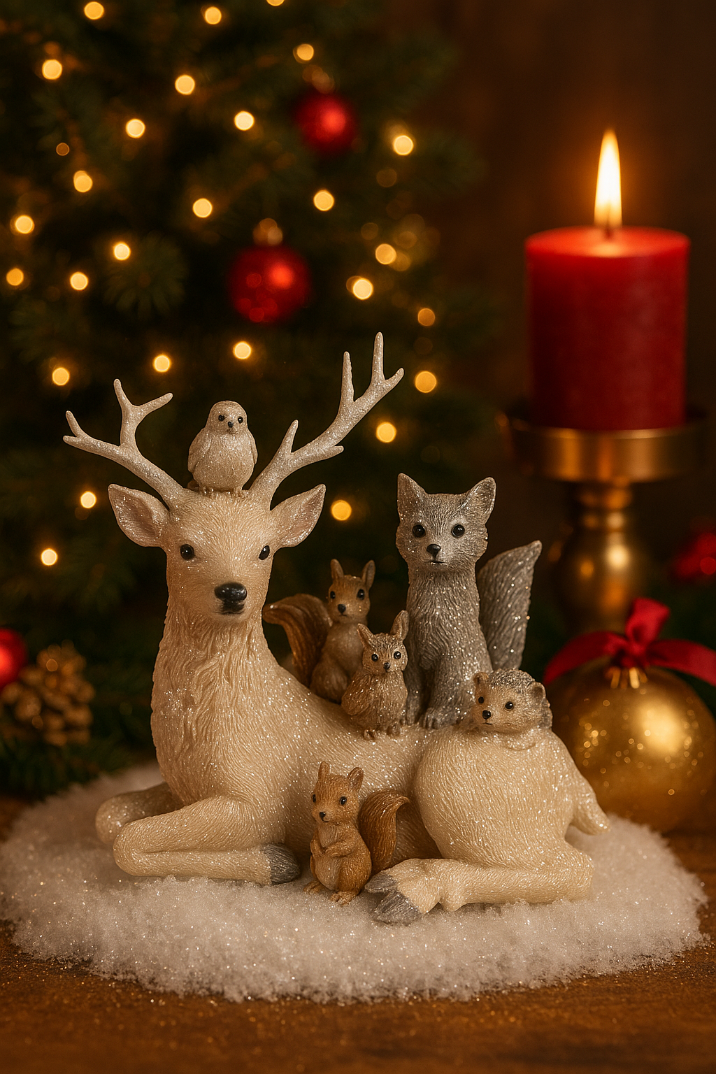 Figur: Reh mit Tieren auf dem Rücken”