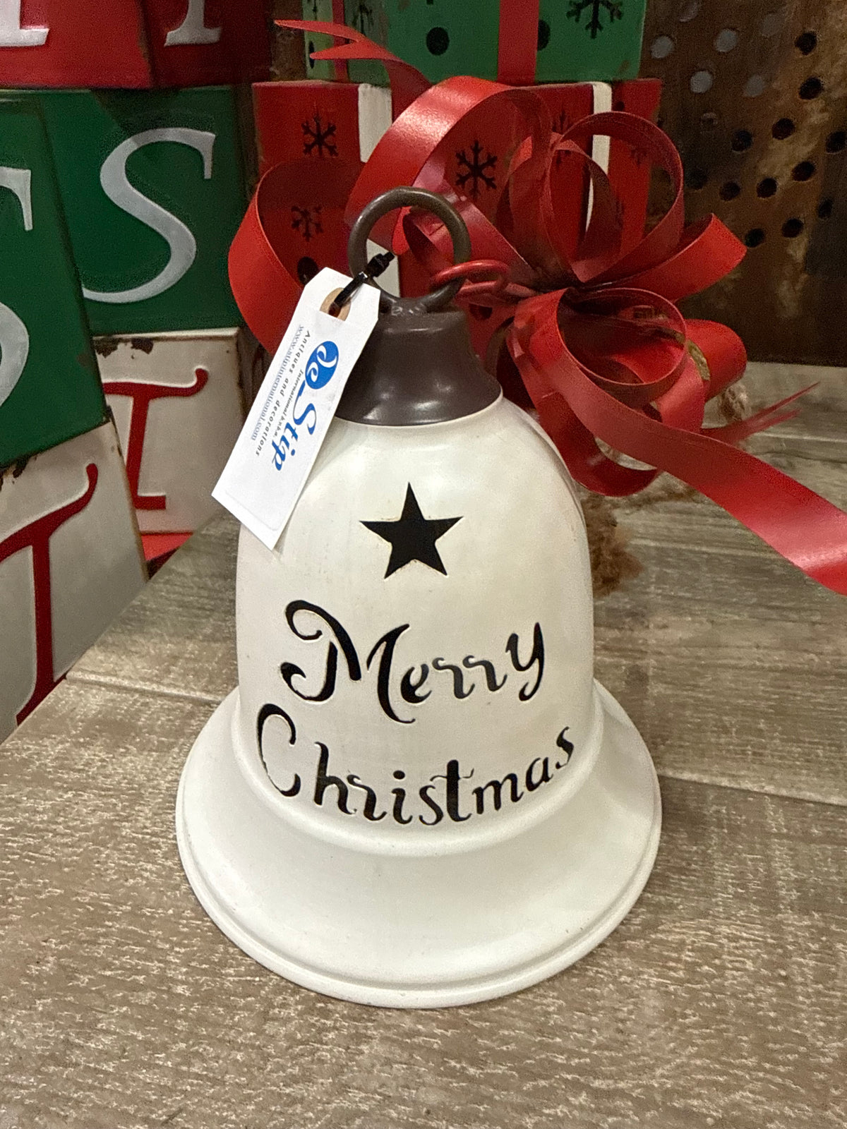 Große Weihnachtsglocke aus Metall – „Merry Christmas“