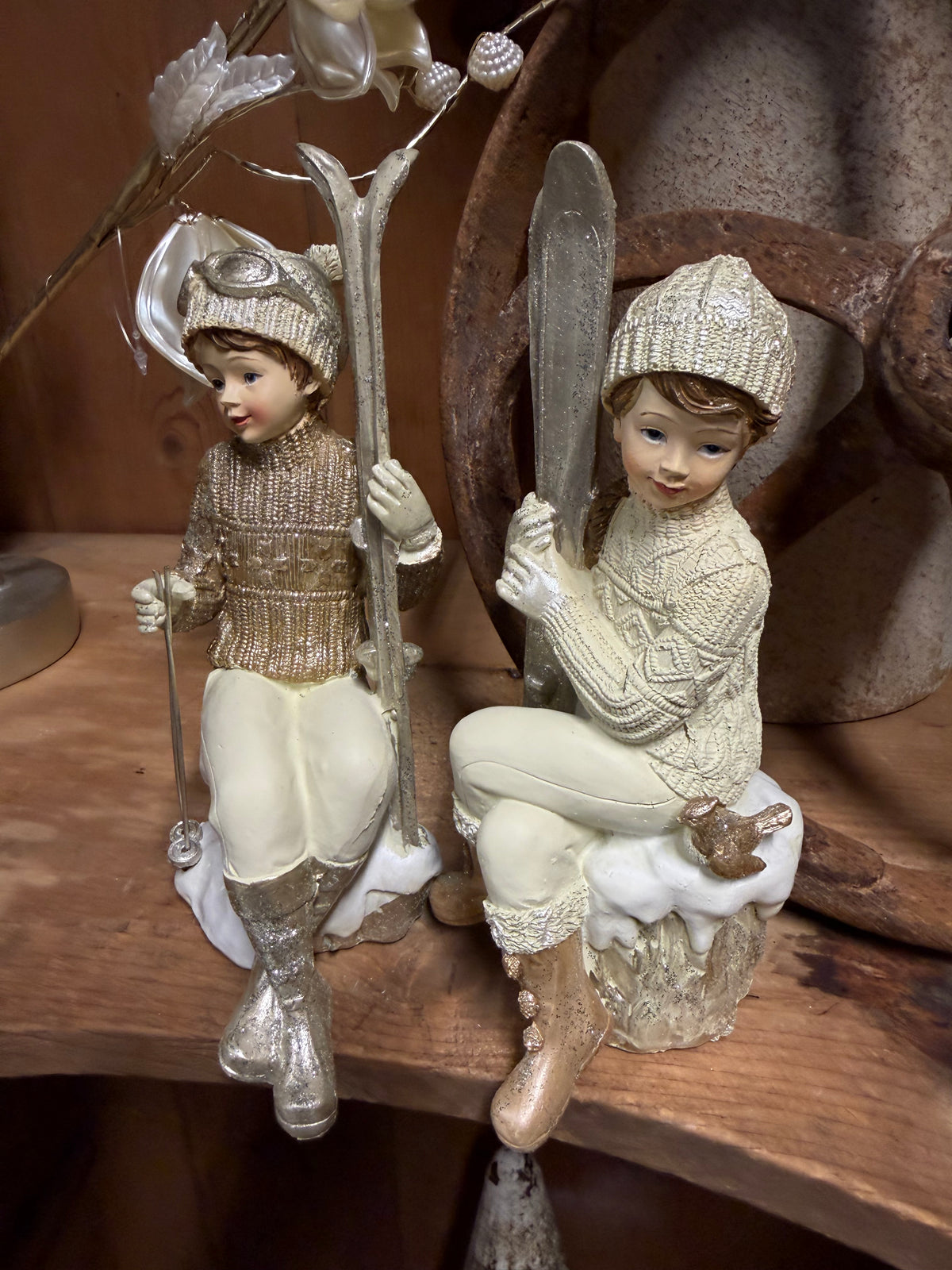 Wunderschönes 2er-Set Winterfiguren auf Ski – Clayre & Eef ❄️⛷️✨
