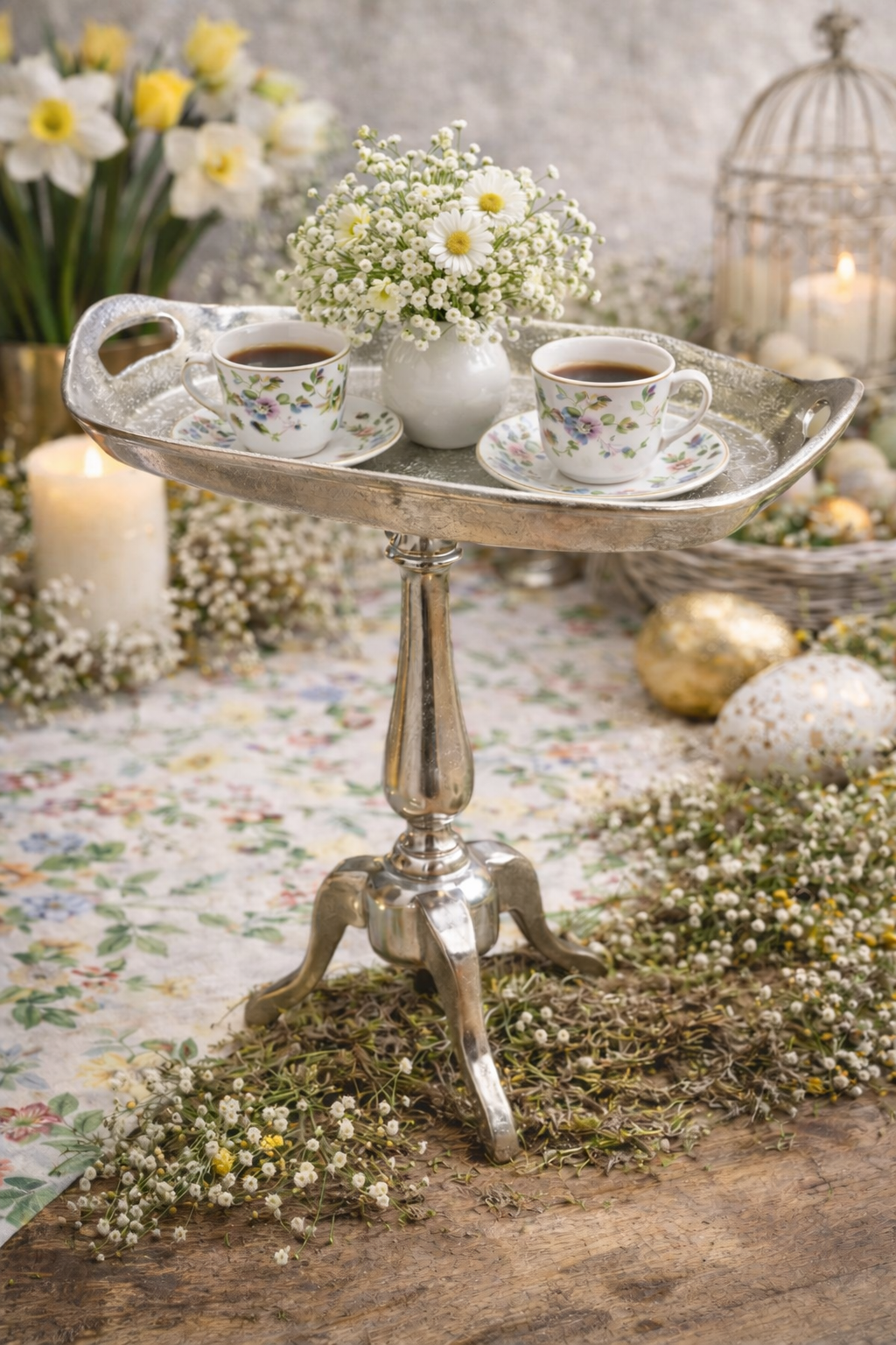 Eleganter Metall-Tablettständer / Beistelltisch