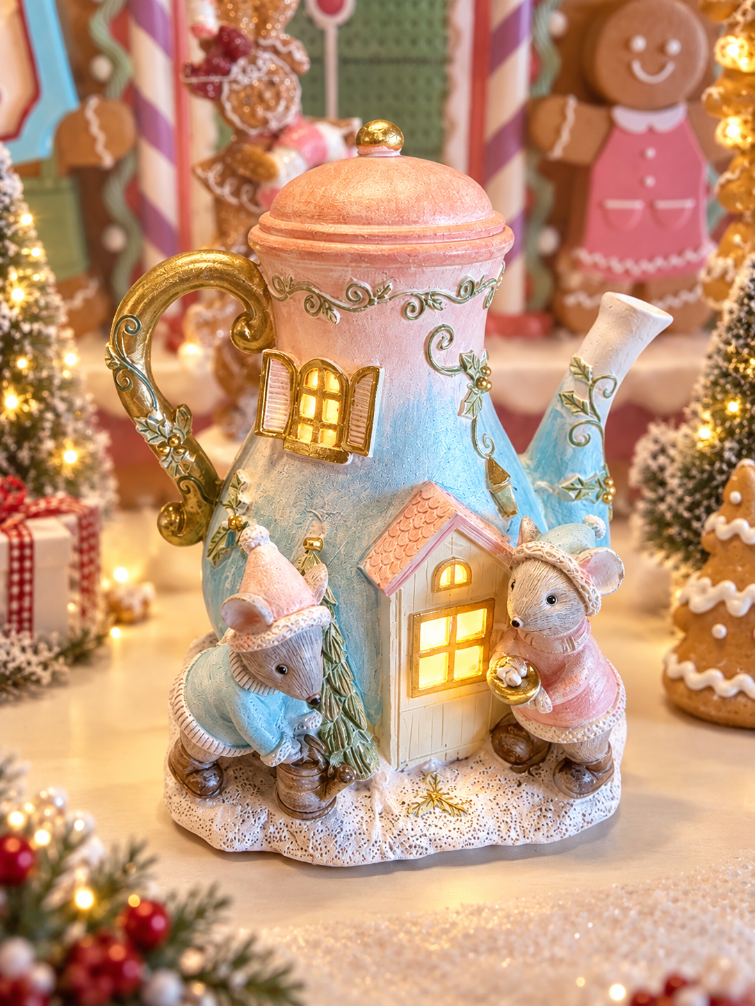 Clayre & Eef LED-Deko-Teekanne mit Mäusen 🐭✨