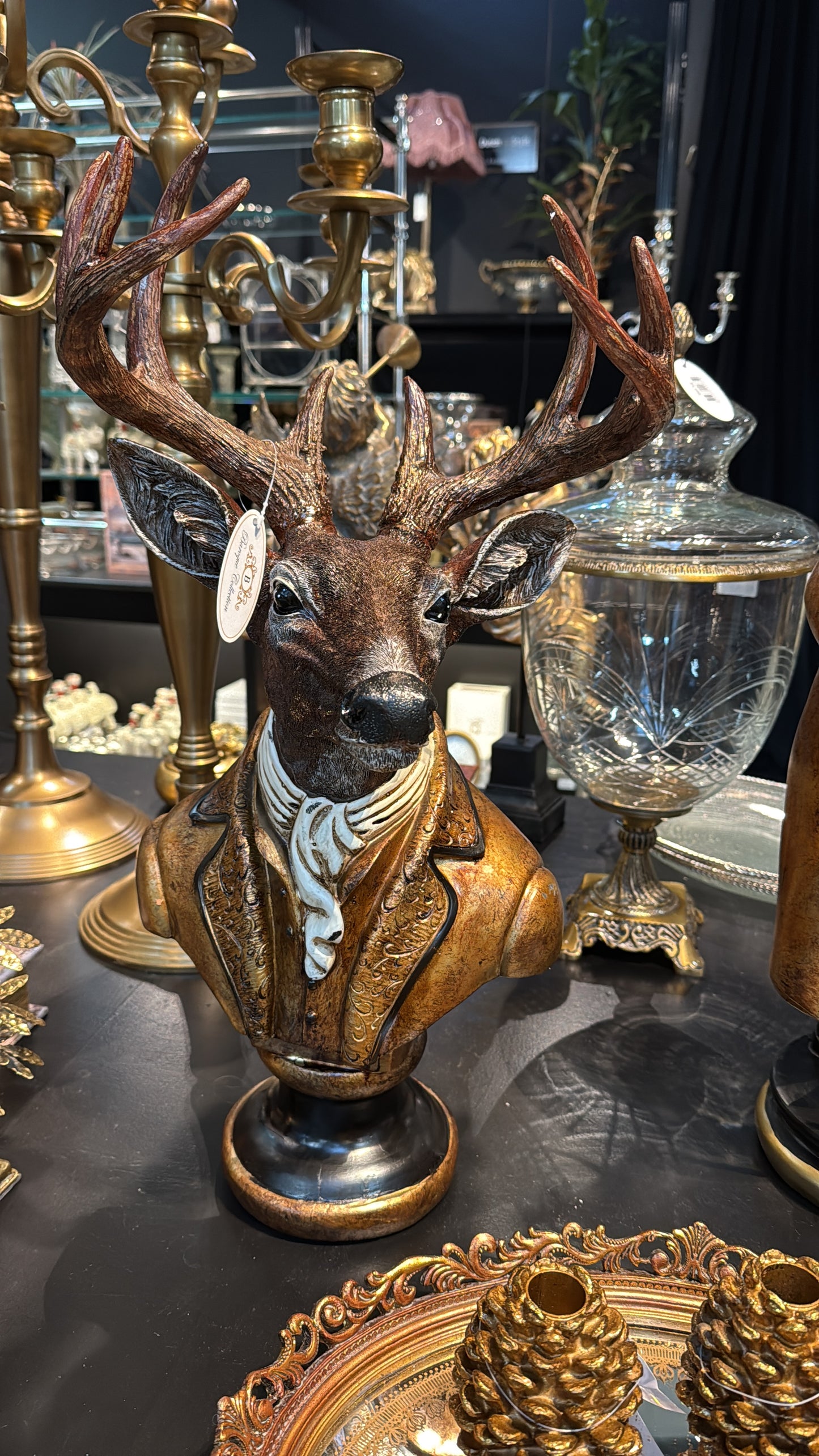 Hirschbüste – Gold – 30 cm – Polyresin