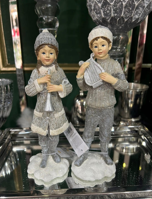 Dekofiguren „Winterkinder mit Instrumenten“