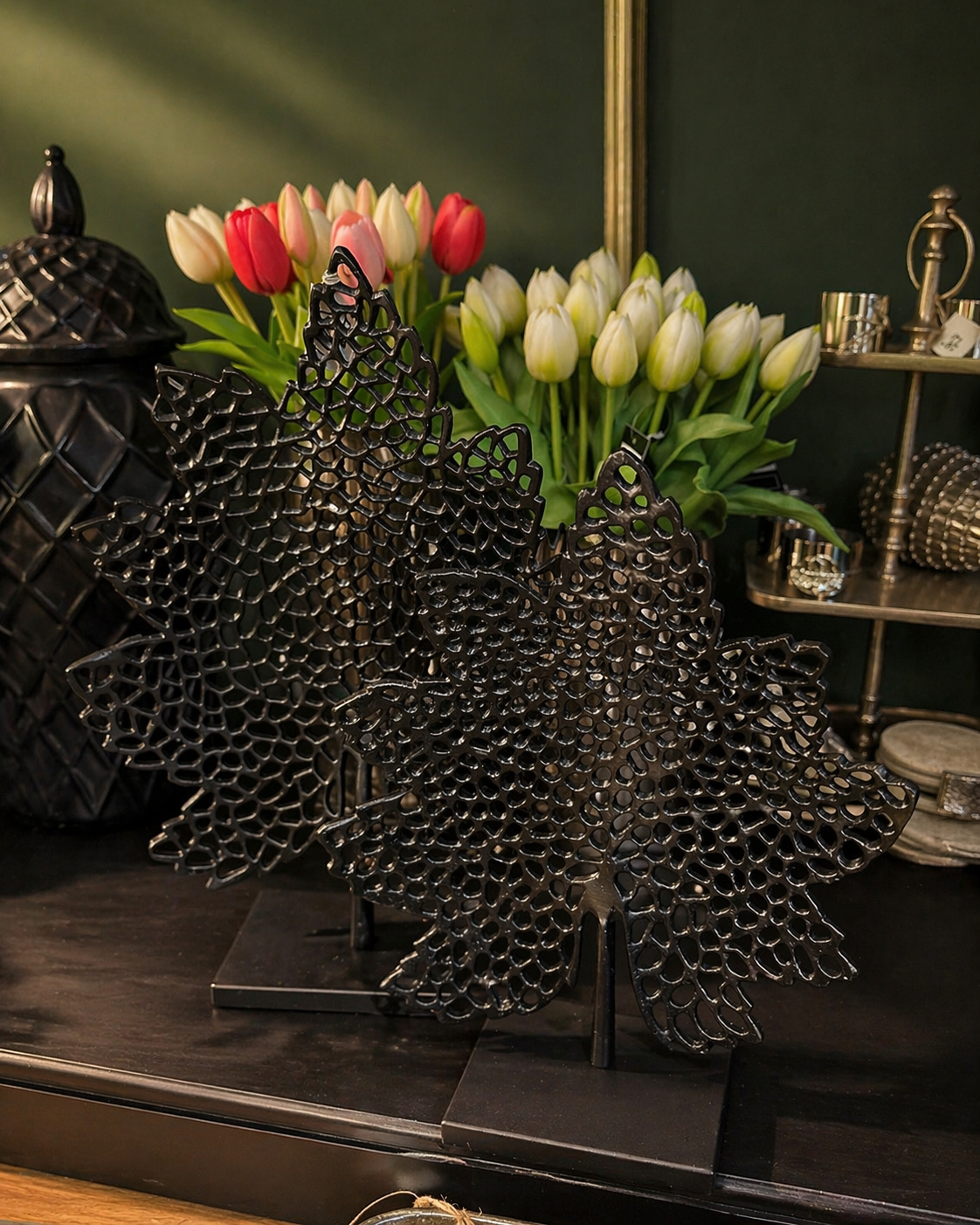 Metall Blätter schwarz (Set)