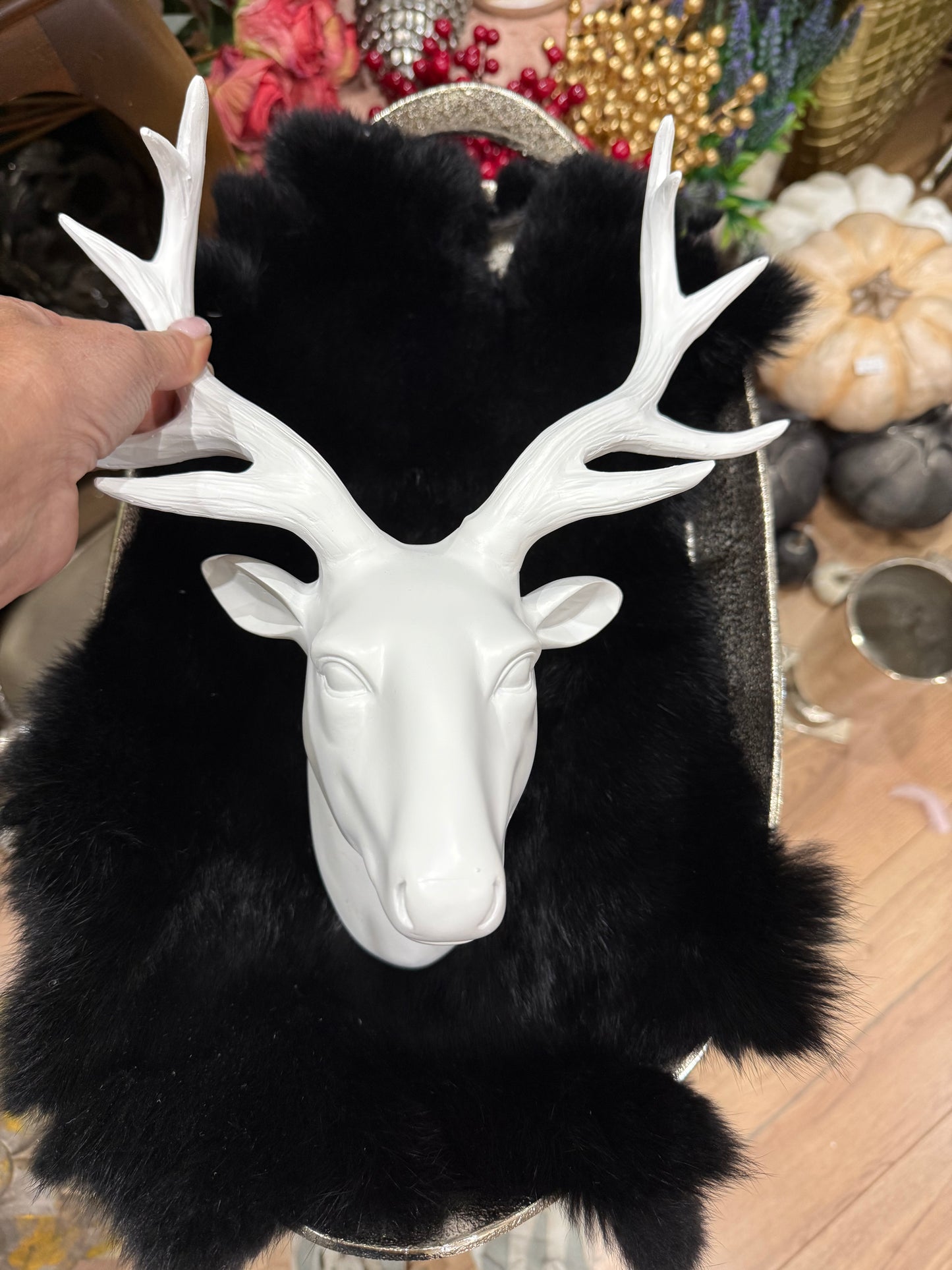 Deko – Hirschkopf in Weiß / Wanddeko