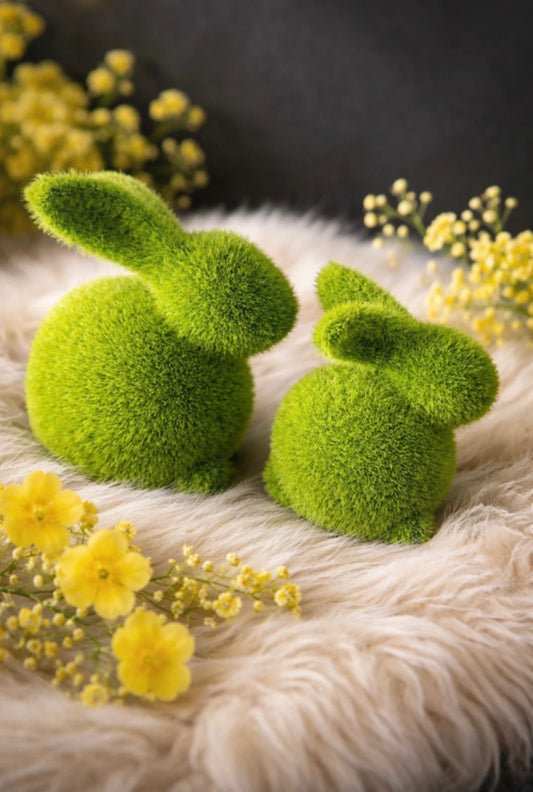 Elegantes Hasen-Set in Samtoptik – stilvolle Osterdeko (2er Set)