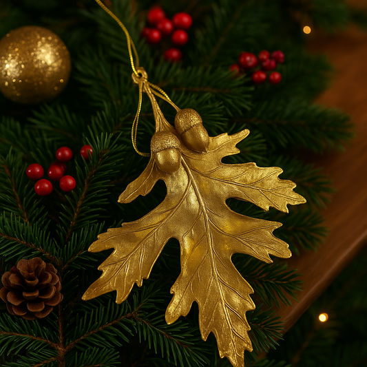 Dekoratives Eichenblatt mit zwei Eicheln