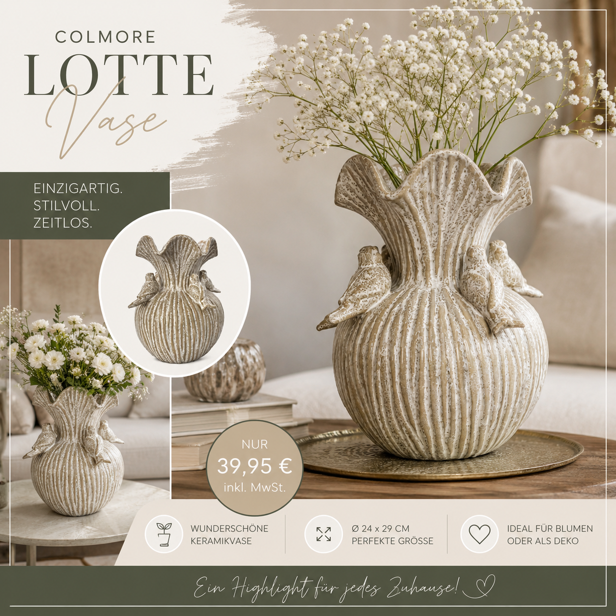 Wunderschöne Vase „LOTTE“ von Colmore