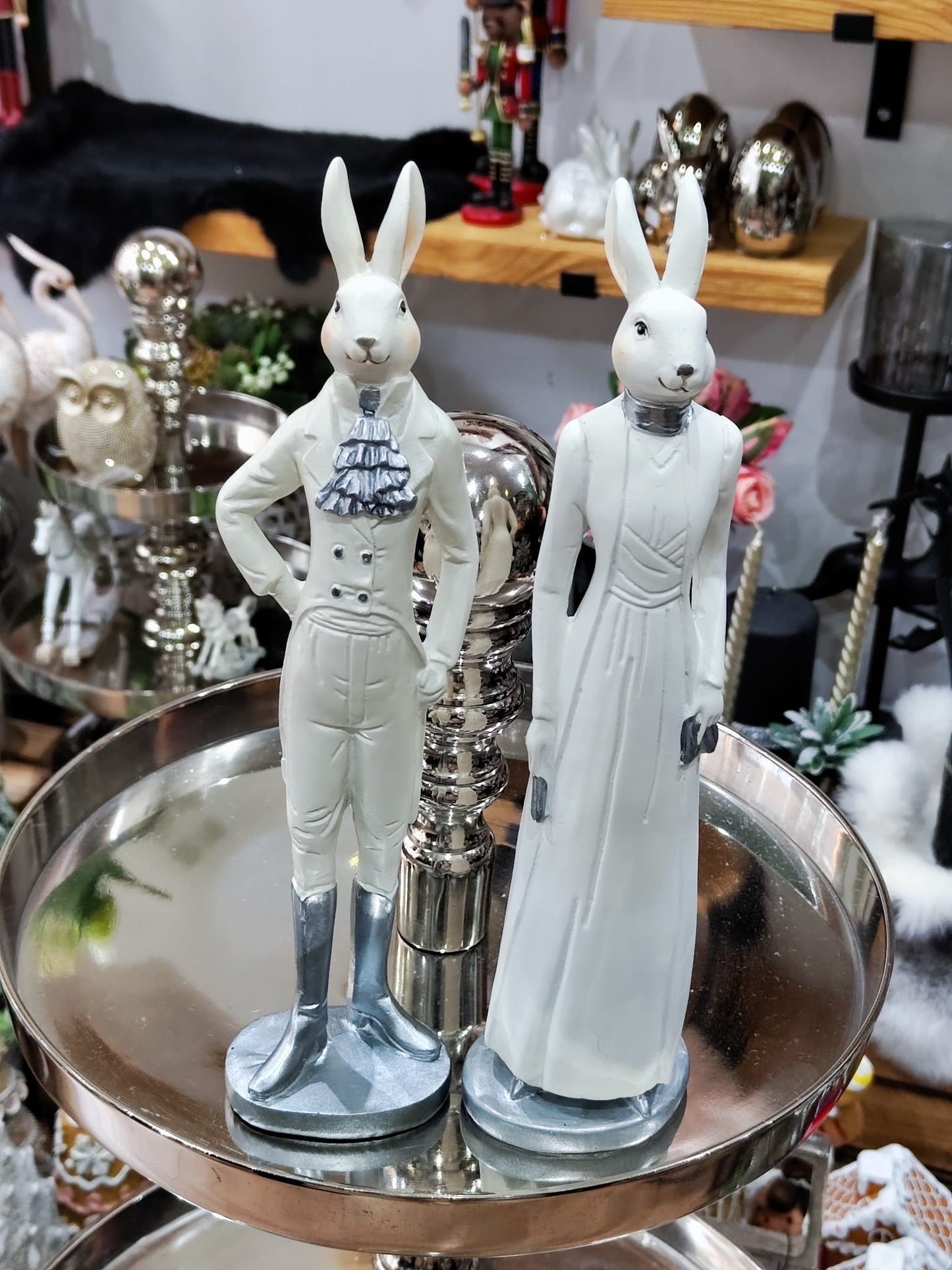 Elegantes Hasenpaar – Osterdekoration (Set)