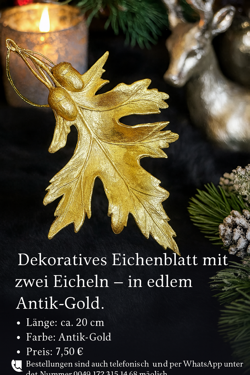 Dekoratives Eichenblatt mit zwei Eicheln