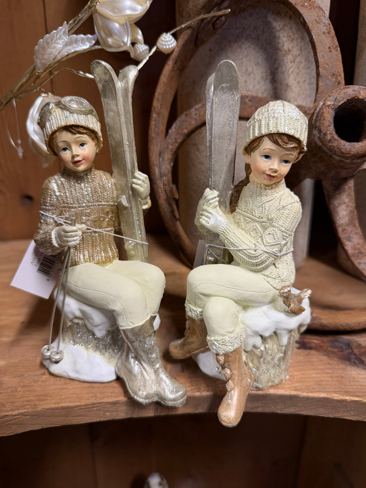 Wunderschönes 2er-Set Winterfiguren auf Ski – Clayre & Eef ❄️⛷️✨