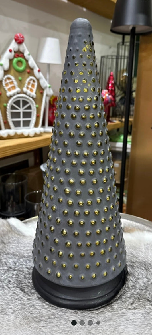 Festlicher Deko-Tannenbaum – Grau mit goldenen Akzenten
