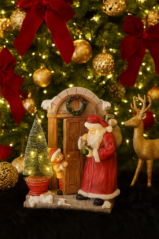 LED-Figur Weihnachtsmann an der Tür