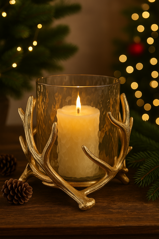 Eleganter Kerzenhalter aus Metall und Glas