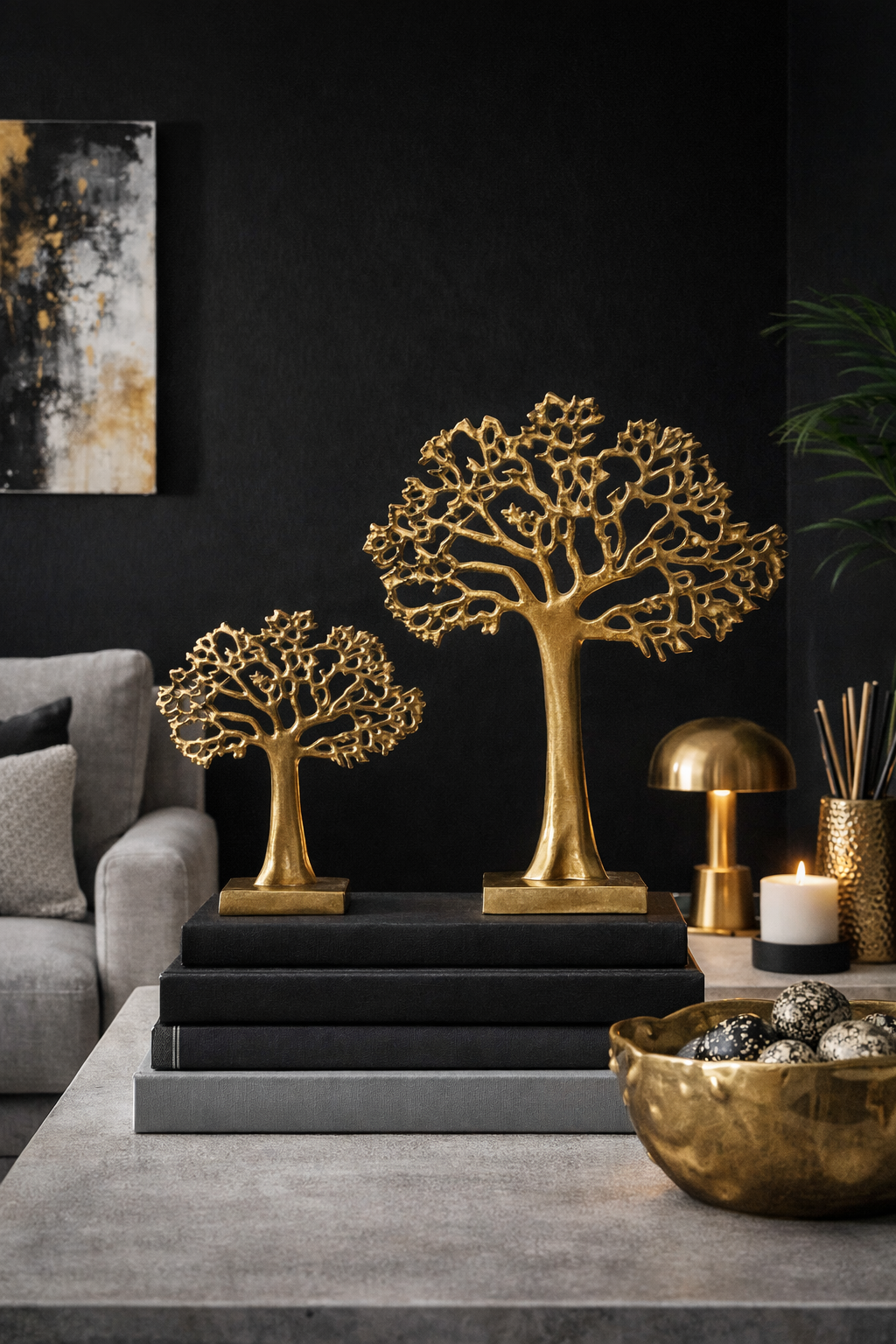 Dekorative Baum-Skulpturen im Set